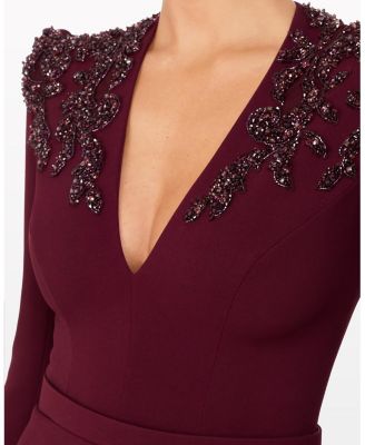 Night flowering Sequin-embellished V-neck Maxi Dress