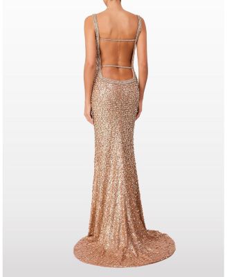 Lotus Sequin-embellished Open-back Maxi Dress