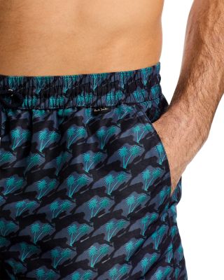 Hare & Palm Print 5.5" Swim Shorts
