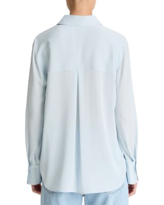 Long Sleeved Button Down Silk Blend Blouse