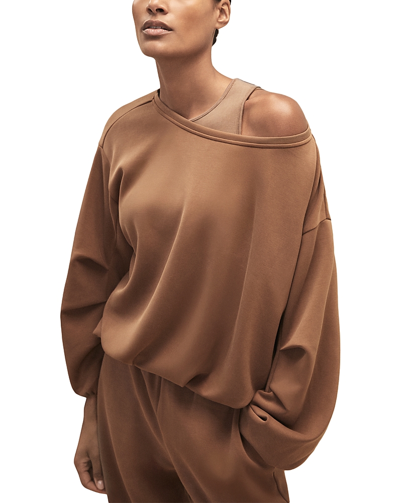 Reiss Coralie Balloon Hem Sweatshirt In Brown