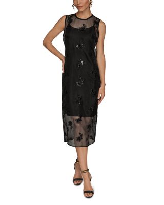 Embellished Organza Midi Dress