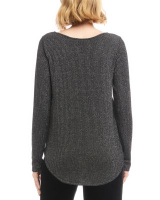 Metallic Shirttail Hem Sweater
