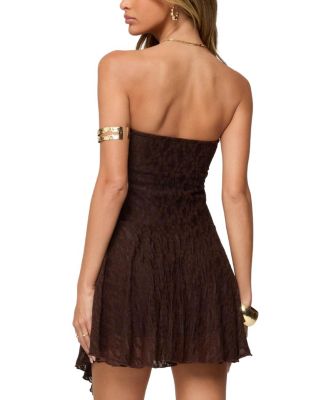 Elaia Asymmetric Strapless Lace Mini Dress