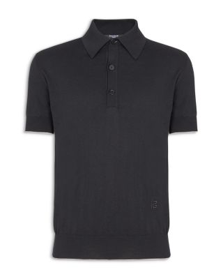 Ribbed Trim Knit Polo Shirt
