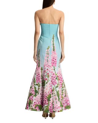 Strapless Foxgloves Ombre Faille Gown 