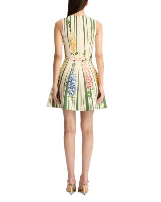 Sleeveless Pleated Tromp L'oeil Foxgloves Dress
