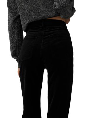 The Margot High Rise Straight Velveteen Jeans in Black
