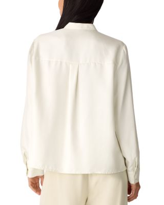 Silk Twill Mandarin Collar Top