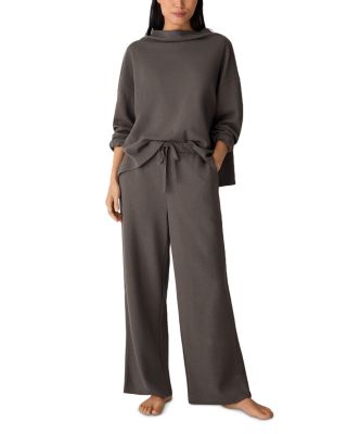 Waffle Double Knit Wide Ankle Pants with Drawstring