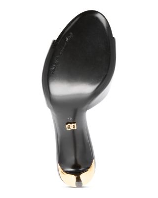 Women's Patent Leather Crystal Cluster Mules 