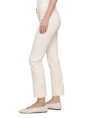 Mara Straight Mid Rise Instasculpt™ Ankle Jeans in Crema Cuffed