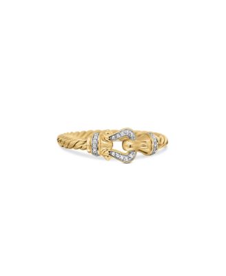 Petite Buckle Ring in 18K Yellow Gold with Diamonds