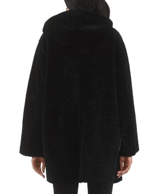 Reversible Textured Shearling Parka Coat