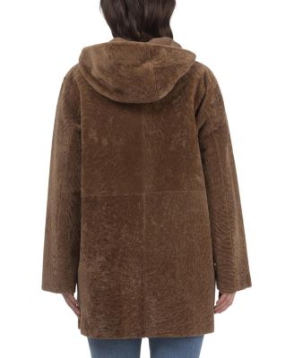 Reversible Textured Shearling Parka Coat