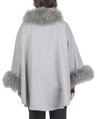 Cashmere & Wool Cape With Lamb Trim