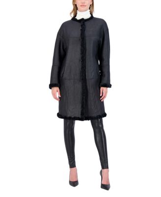 Reversible Collarless Shearling Coat