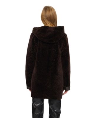 Reversible Shearling Zip Parka Coat