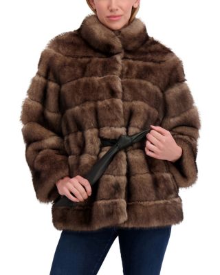 Faux Fur Sable Jacket With Belt