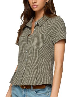  Alisa Plaid Tailored Button Up Shirt