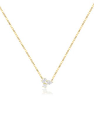 Diamond Mixed Cut Cluster Pendant Necklace in 14K Yellow Gold, 0.27 tcw