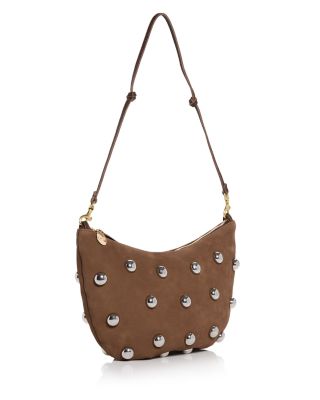 Lune Studded Suede Shoulder Bag
