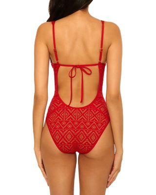 Crochet Plunge One Piece Swimsuit