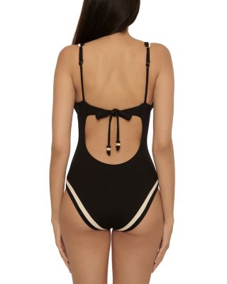 Coast Line Rib Genevieve Plunge One Piece Swimsuit