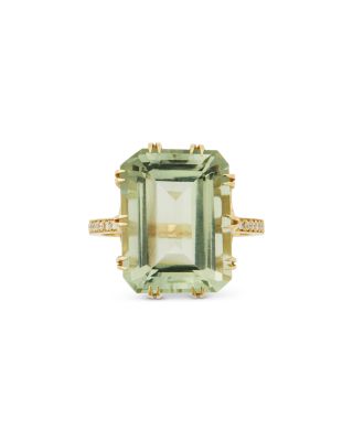18K Yellow Gold Crown Prasiolite & Diamond Ring
