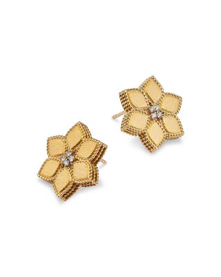 18K Yellow Gold Vernazza Diamond Flower Stud Earrings