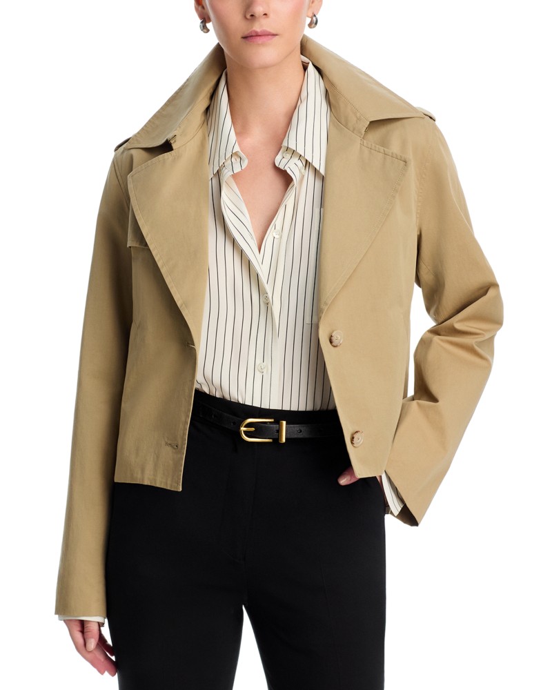 Frame Short Trench Jacket in Khaki