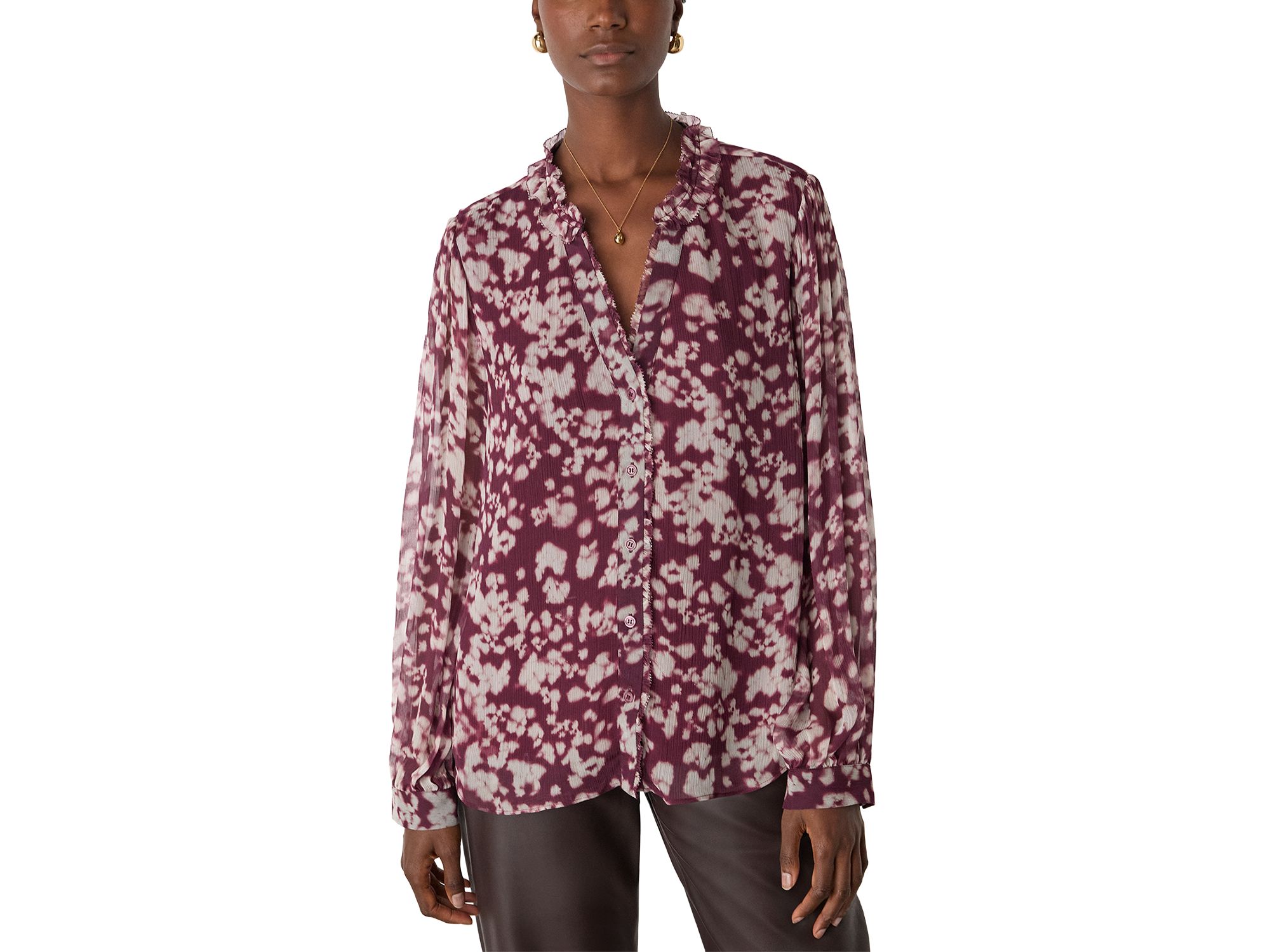 Inky Floral Long Sleeve Blouse — Image 4