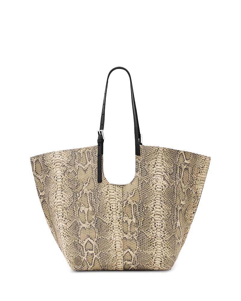 Allsaints Ara Snake Print East West Tote In Brown