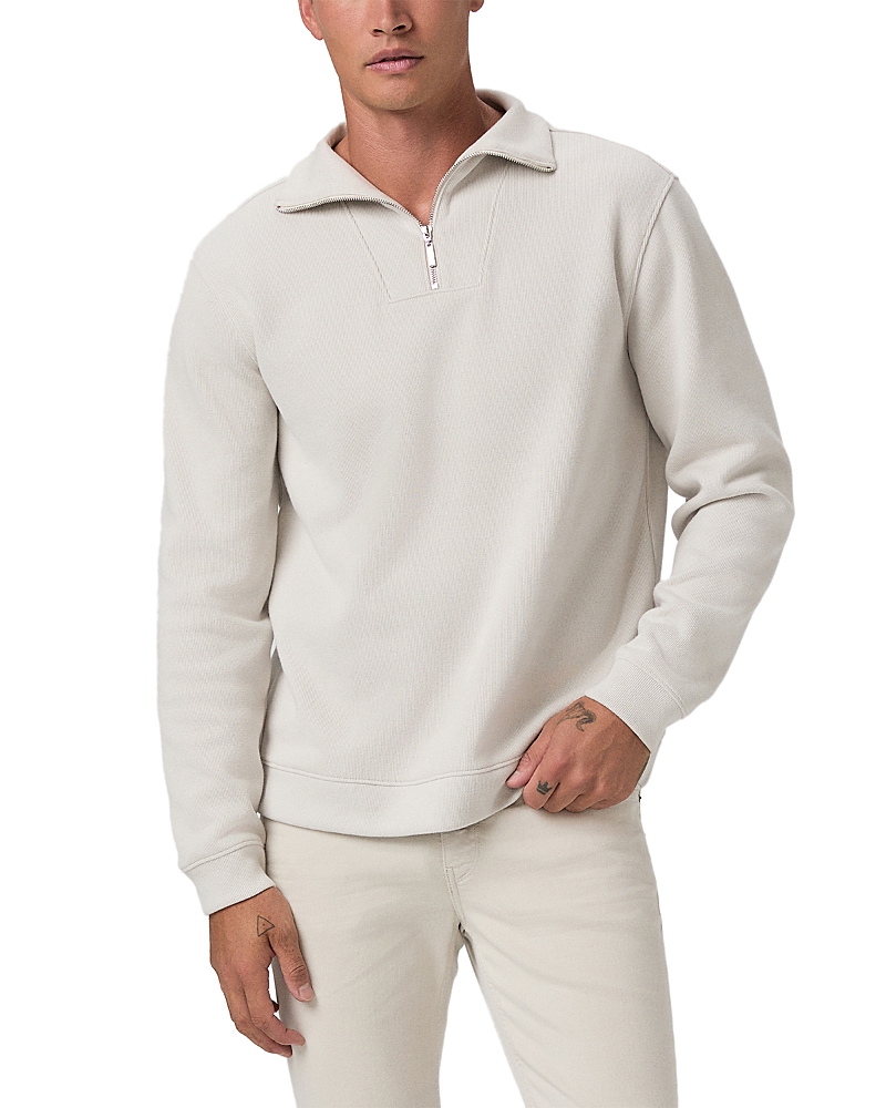 Paige Orion Ribbed Quarter Zip Pullover Sweater In White