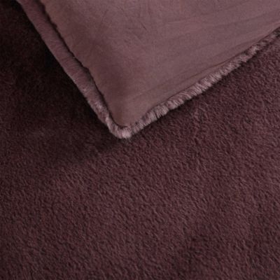 Signature Solid Faux Fur 3 Piece Comforter Set, Queen