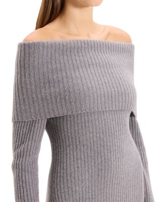 Off-the-Shoulder Ribbed Wool and Cashmere Dress