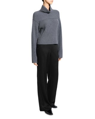 Wool Ribbed Mock Neck Sweater