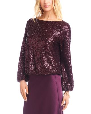 Sequin Boat Neck Top