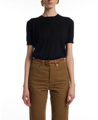 Oval Buckle Thin Belt In Leather