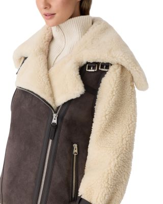 Rhoslyn Leather Shearling Moto Jacket