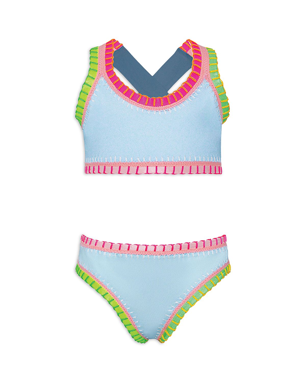 Pq Swim Girls' Sporty Rainbow Two Piece Swimsuit - Little Kid, Big Kid