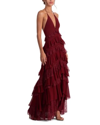 Liana V Neck Ruffle Maxi Dress