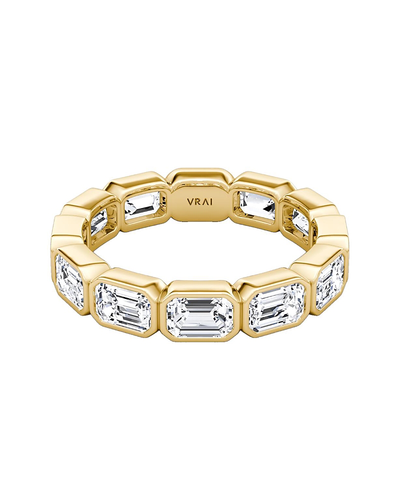 Vrai Bezel Eternity Band In 18k Yellow Gold, 3ctw Emerald Lab Created Diamonds In Gold