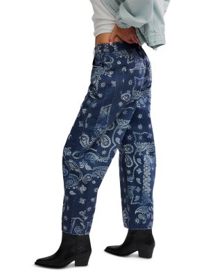  We The Free Good Luck Leopard Barrel Leg Jeans in Brown Sugar