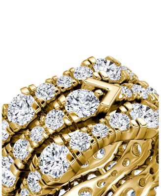  V 3 Row Pave Ring in 14K Gold, 4.56ctw Round Brilliant Lab Grown Diamonds