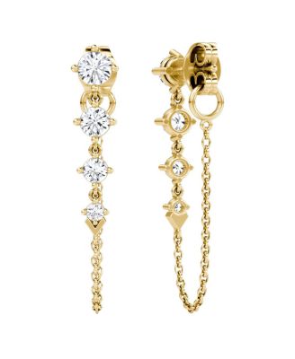  V Linked Tennis Earring in 14K Gold, 1.1ctw Round Brilliant Lab Grown Diamonds