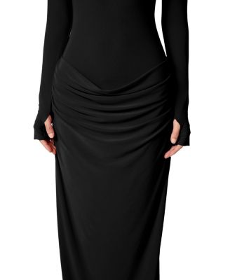 High-Neck Ruched Maxi Dress