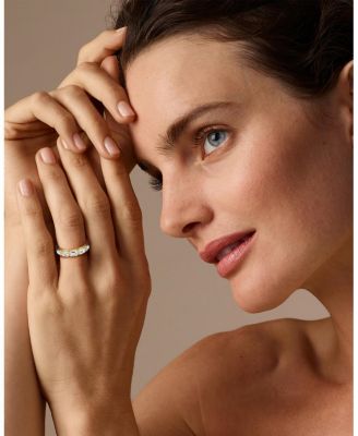 Bezel Eternity Band in 18K Yellow Gold, 3ctw Emerald Lab Created Diamonds