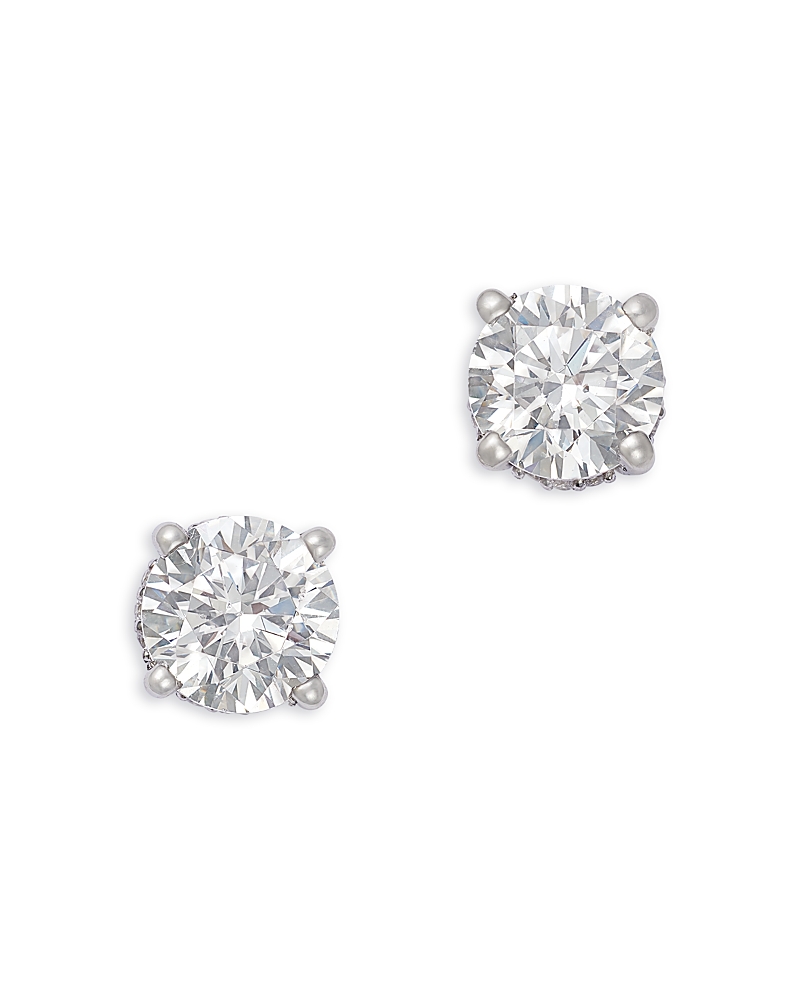 Bloomingdale's Fine Collection Luxe Collection Certified Lab Grown Diamond Hidden Halo Stud Earrings in Platinum White, 2.0 tcw