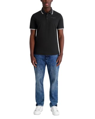 Short Sleeve Striped Trim Polo Shirt